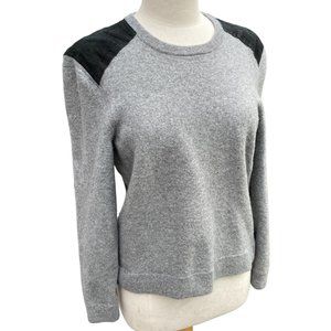 Rag & Bone Zeeland Sweater Lamb Leather Shoulder Merino Wool Quiet Luxury Luxe-M